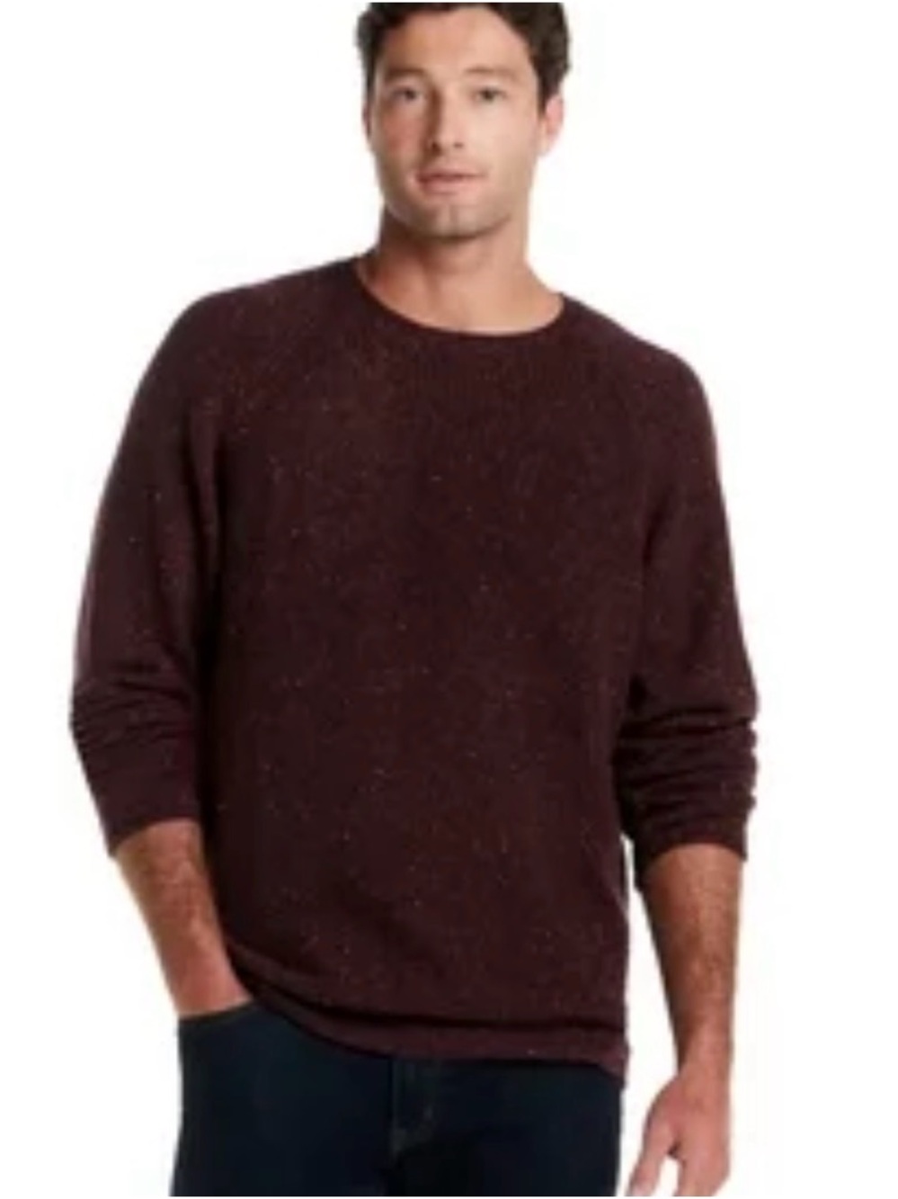 NWT Frontier Threads Mens Donegal Sweater Medium Brown Crewneck Speckled Knit